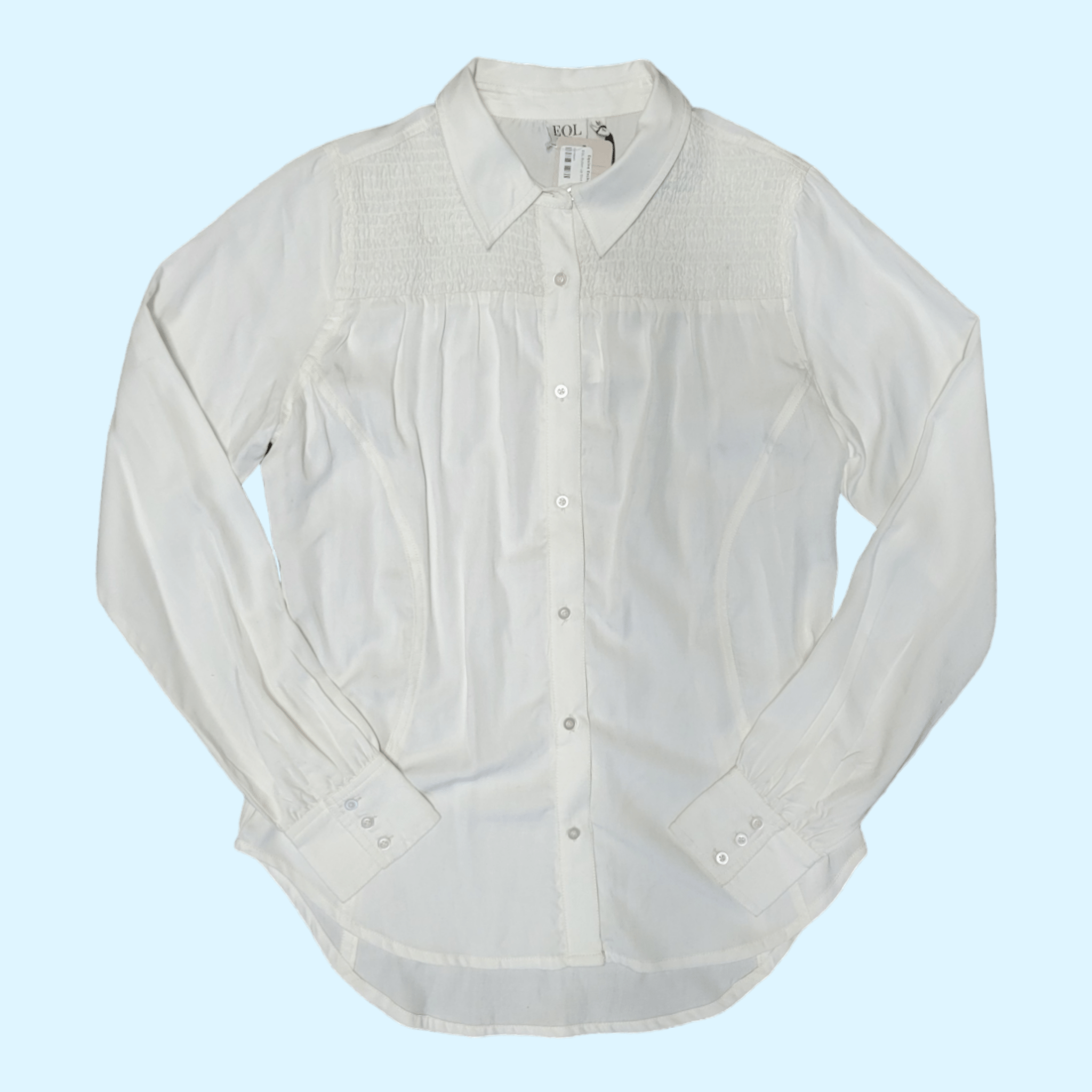 EQL By Kerrits Button Front Long Sleeve Shirt in White - Medium NWT