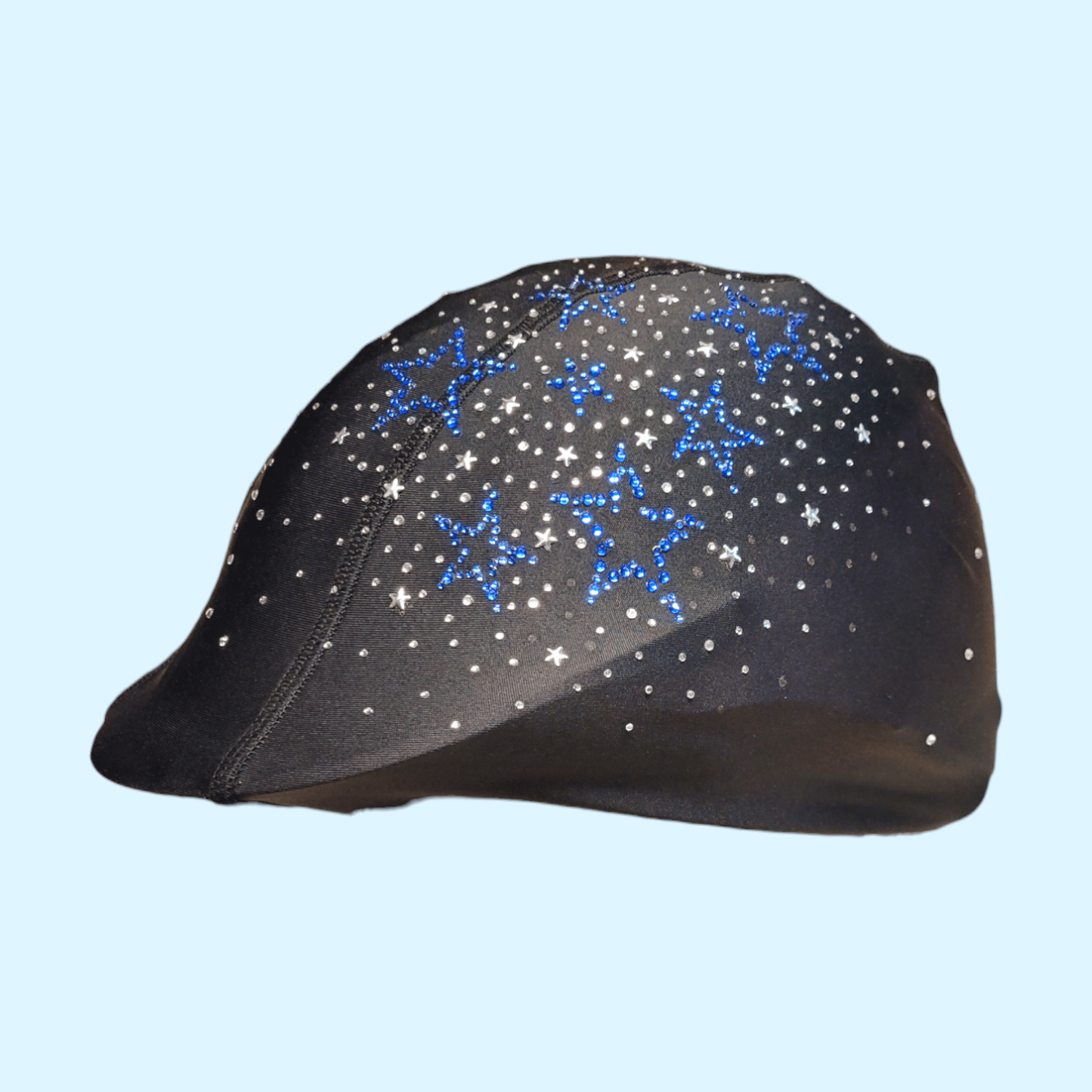 Helmetra Designer Lycra Helmet Cover - Black/Blue Stars