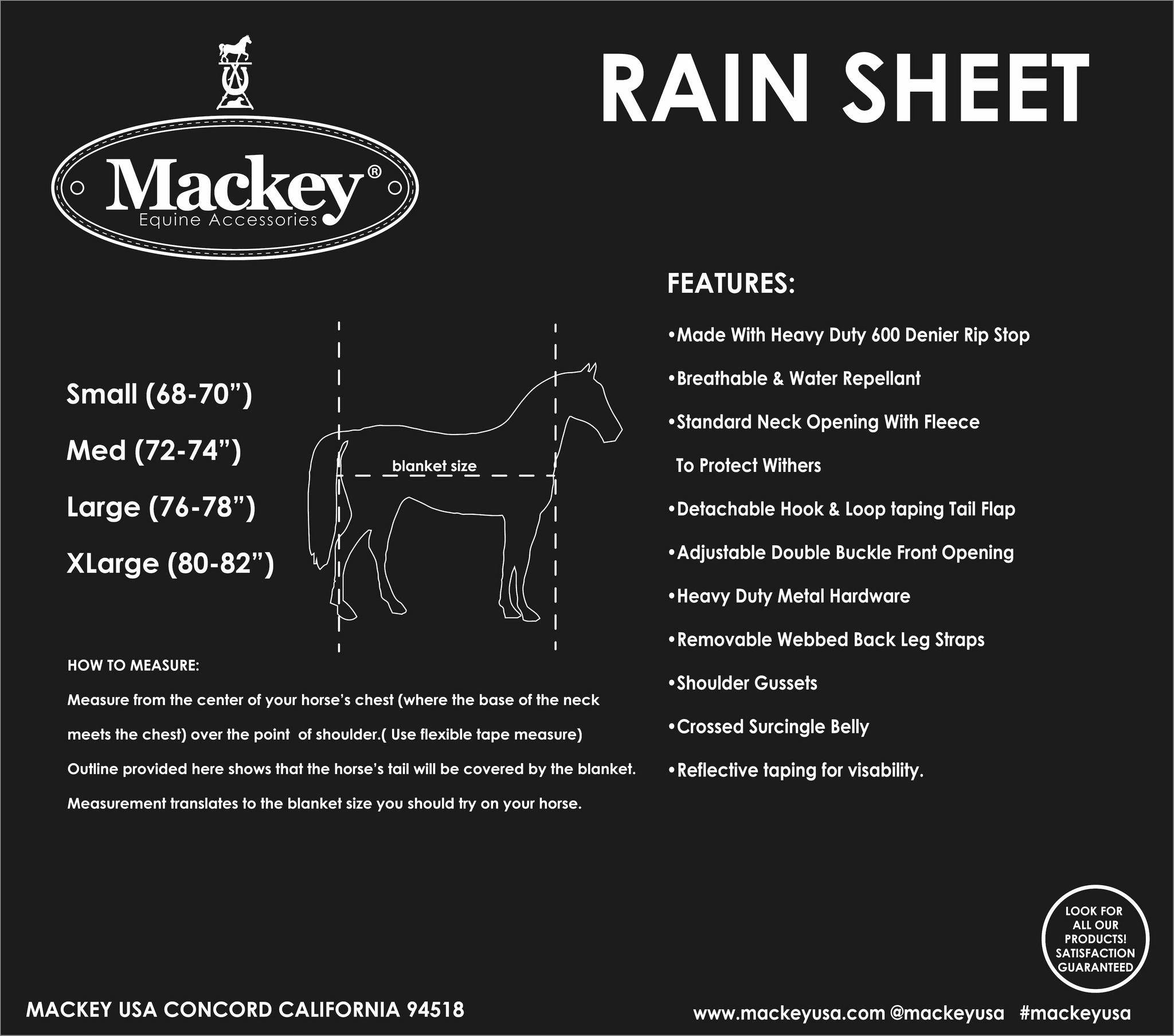 Mackey Equine Dandy Rain Sheet - Equine Exchange Tack Shop