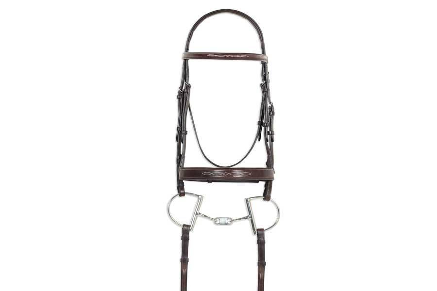 Ovation Classic Collection- Fancy Raised Comfort Crown Wide Noseband Bridle with Fancy Raised Laced Reins - Equine Exchange Tack Shop