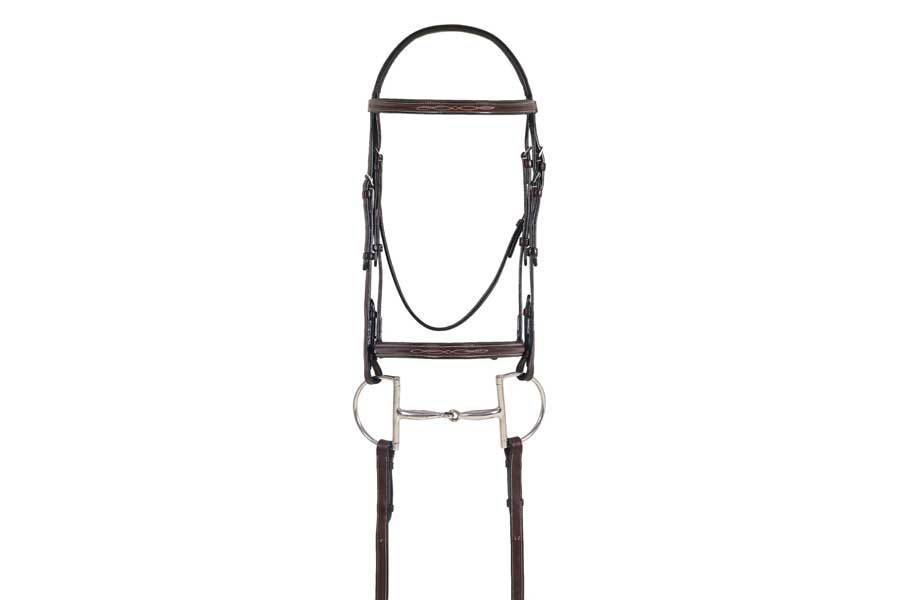 Ovation Elite Collection - Fancy Raised Comfort Crown Padded Bridle with Fancy Raised Laced Reins - Equine Exchange Tack Shop