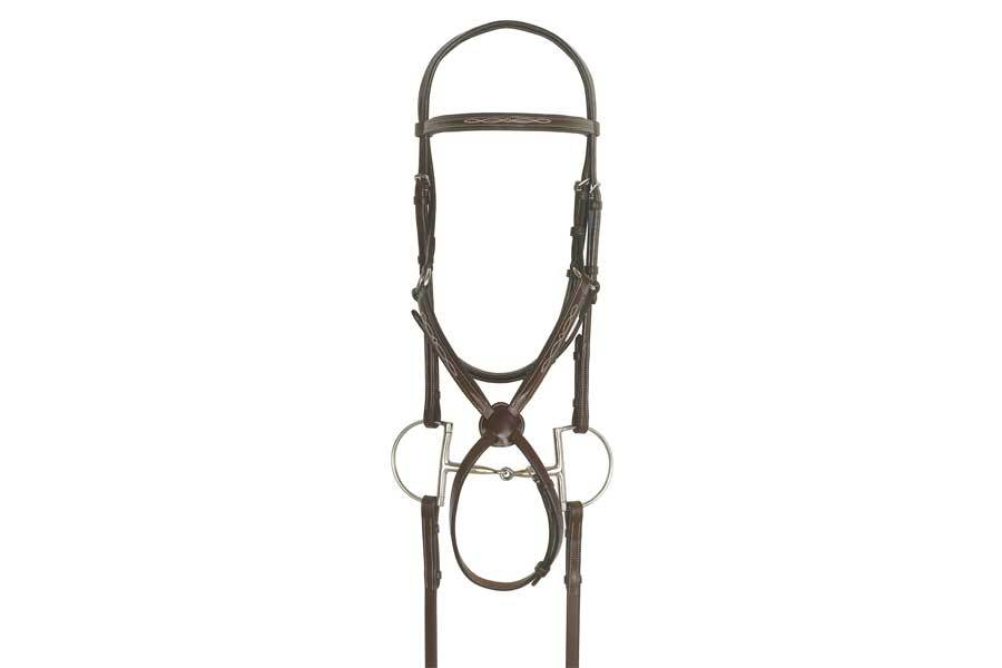 Ovation Elite Collection - Fancy Raised Traditional Crown Padded Figure-8 Bridle with BioGrip Rubber Reins - Equine Exchange Tack Shop