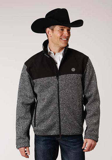 Roper Men's Charcoal Heather Knit Sweater Fleece Jacket - Equine Exchange Tack Shop