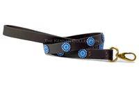 "Blue/Brown Circles" Beaded Dog Lead