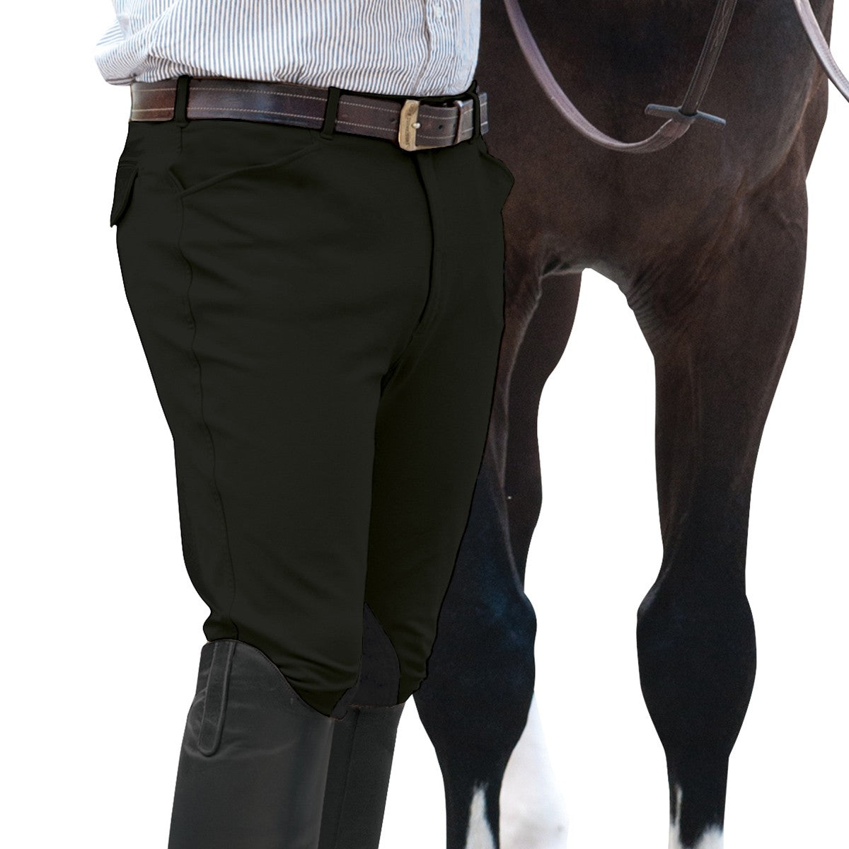Ovation EuroWeave™ Front Zip 4-Pocket Knee Patch Breeches - Men's - Equine Exchange Tack Shop