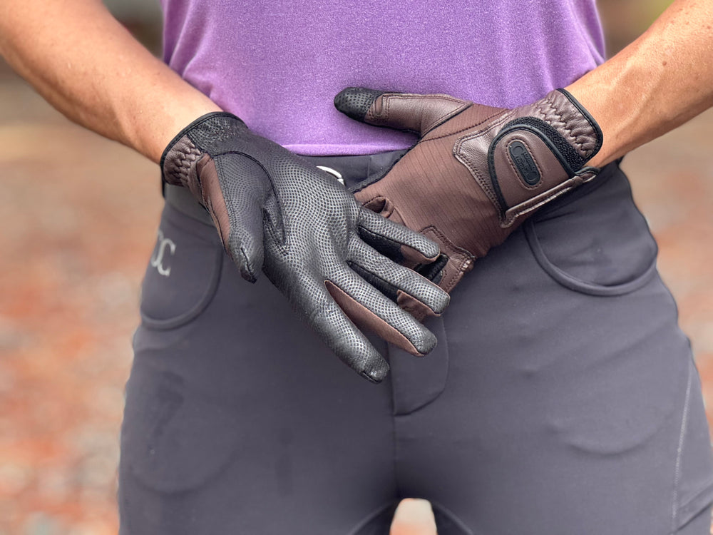 Tackified Copper Tech™️ Leather Premium Riding Glove in Brown - Equine Exchange Tack Shop