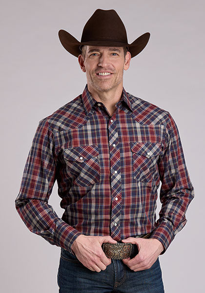 Roper Men's Button Down Plaid Long Sleeve Shirt - Equine Exchange Tack Shop