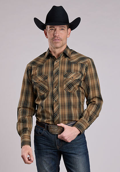 Roper Men's Brown Plaid Long Sleeve Shirt - TALL - Equine Exchange Tack Shop