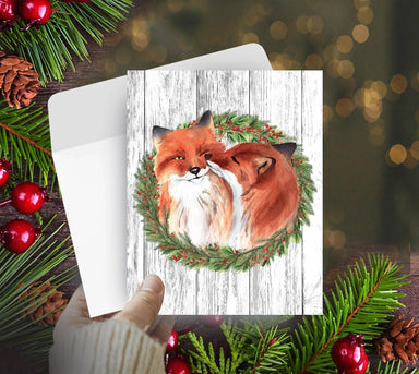 Snuggling Foxes Christmas Card  