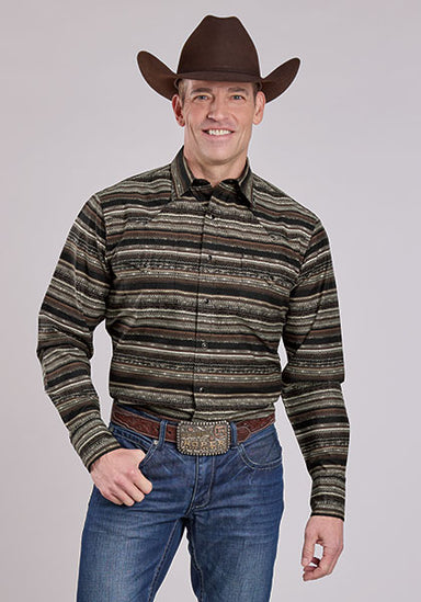 Roper Men's Distressed Aztec Long Sleeve Shirt - Equine Exchange Tack Shop