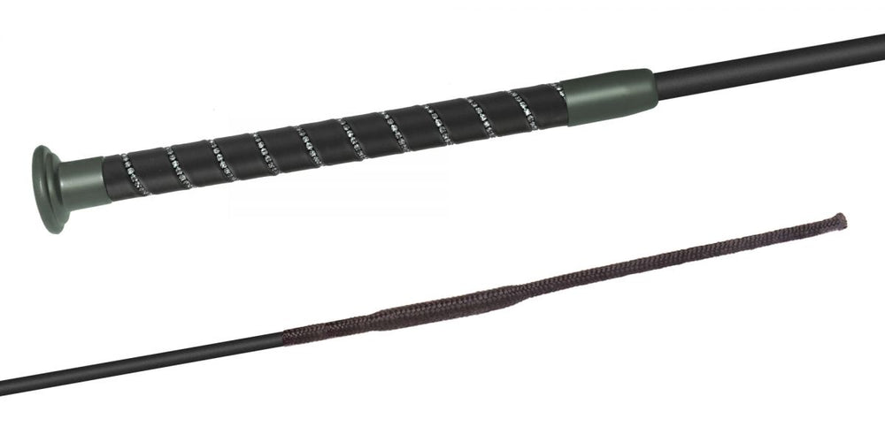 Fleck Silk Touch Crystal Graphite Dressage Whip - Equine Exchange Tack Shop
