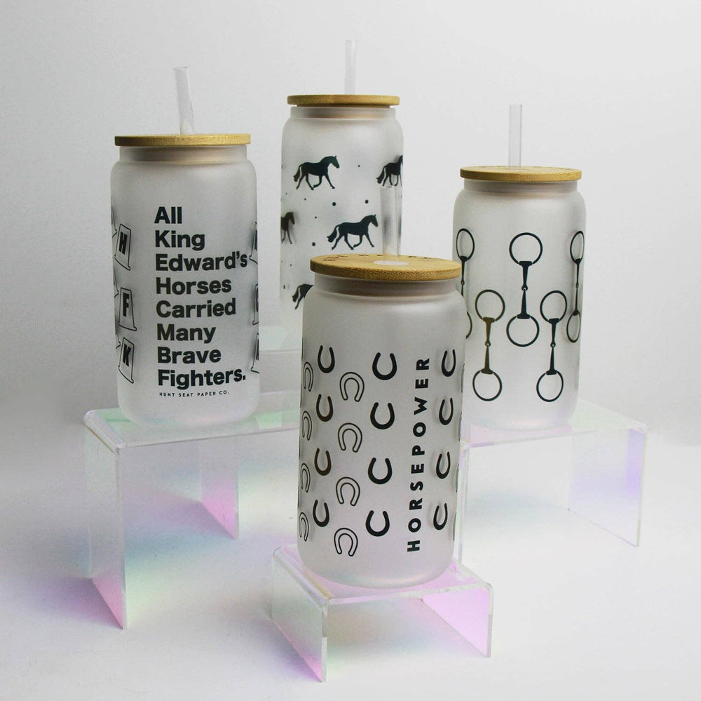 Snaffle Bit Glass Tumbler with Bamboo Lid and Straw - Equine Exchange Tack Shop