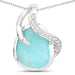 2.58 Carat Genuine Amazonite and White Topaz .925 Sterling Silver Pendant  