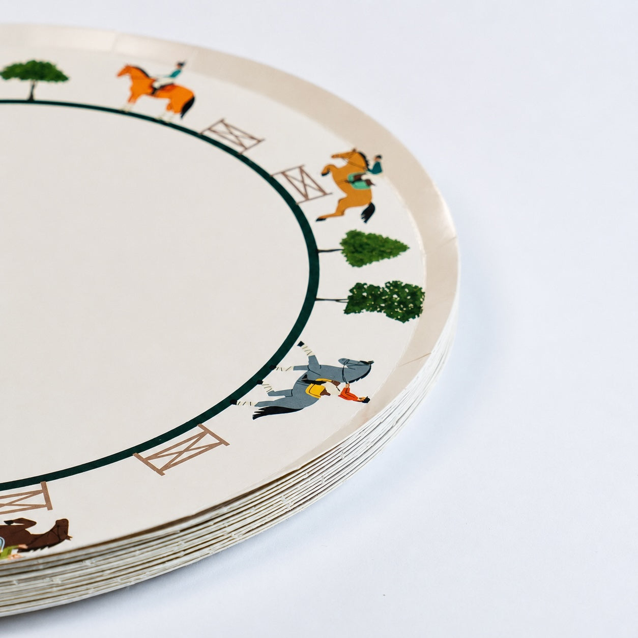 Equestrian Horse Riding Paper Dinner Plates (9 Inch) | Hunter Jumper Party Theme | Eco-Friendly, Recyclable Horse Party Plates for Kids & Adults (x 12)