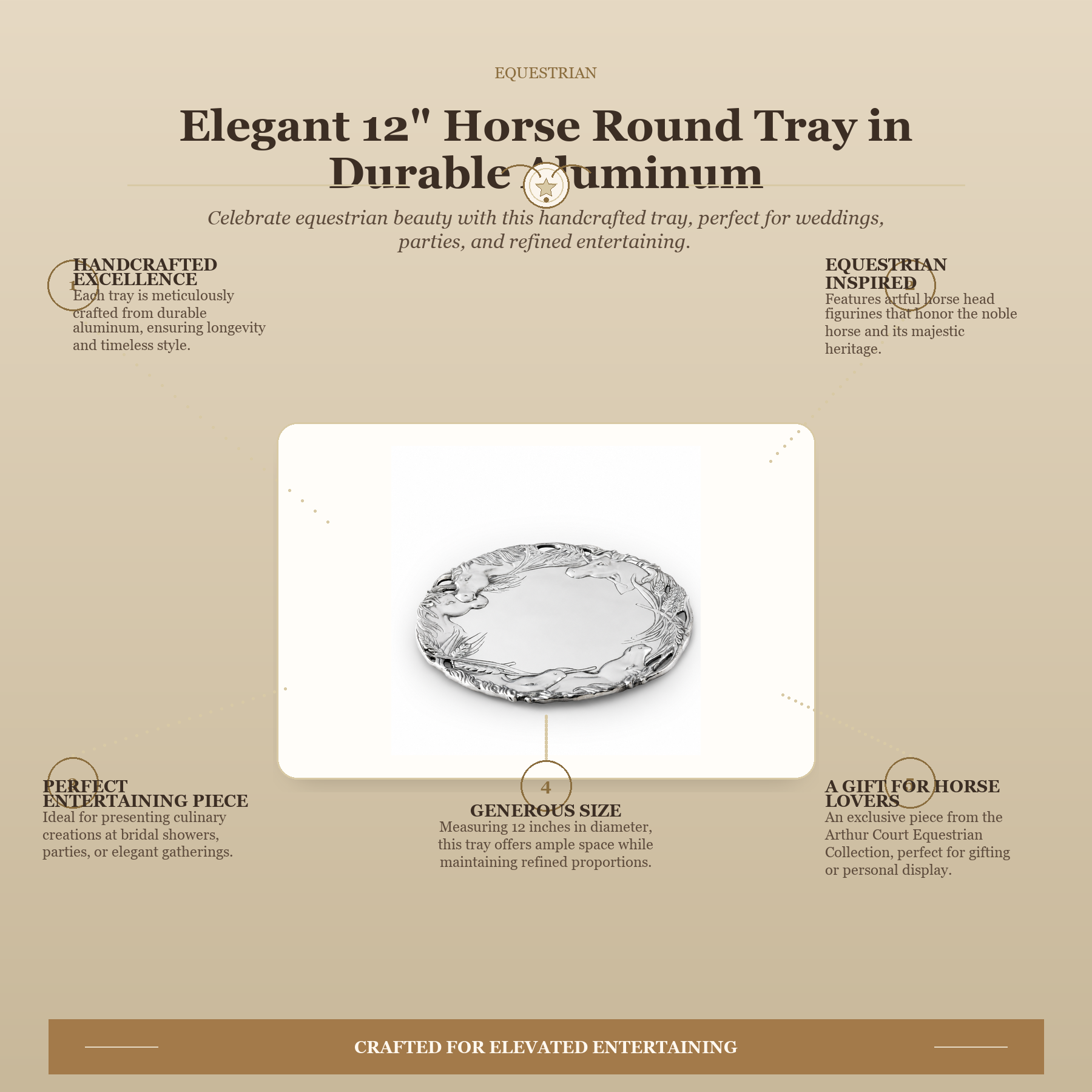 Horse Round Tray 12