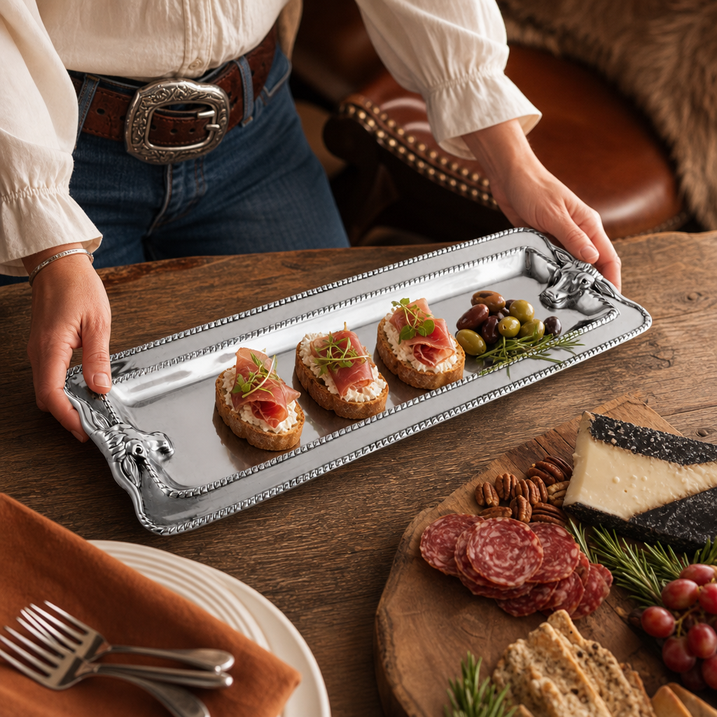 Longhorn with Braid Oblong Tray  