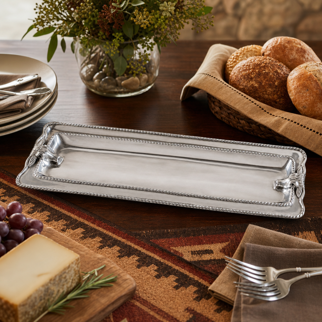 Longhorn with Braid Oblong Tray  