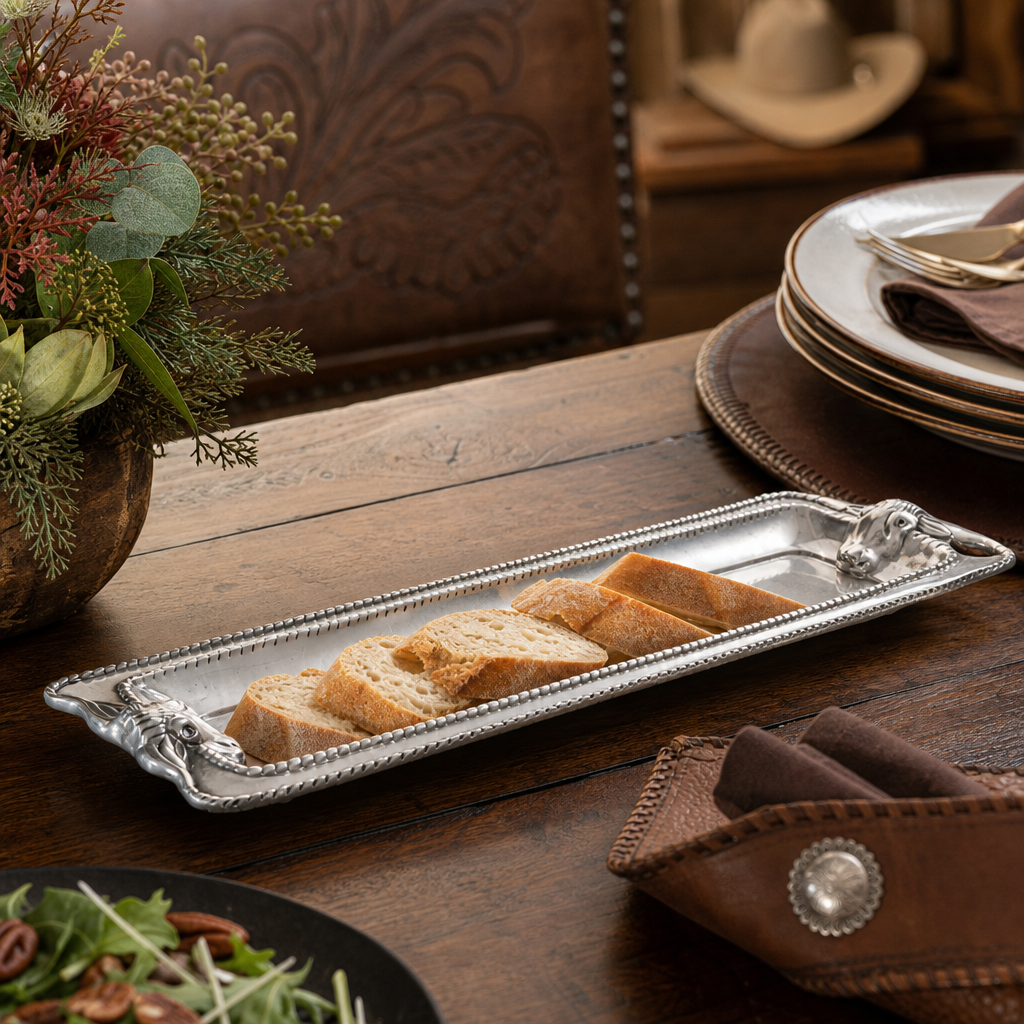 Longhorn with Braid Oblong Tray  