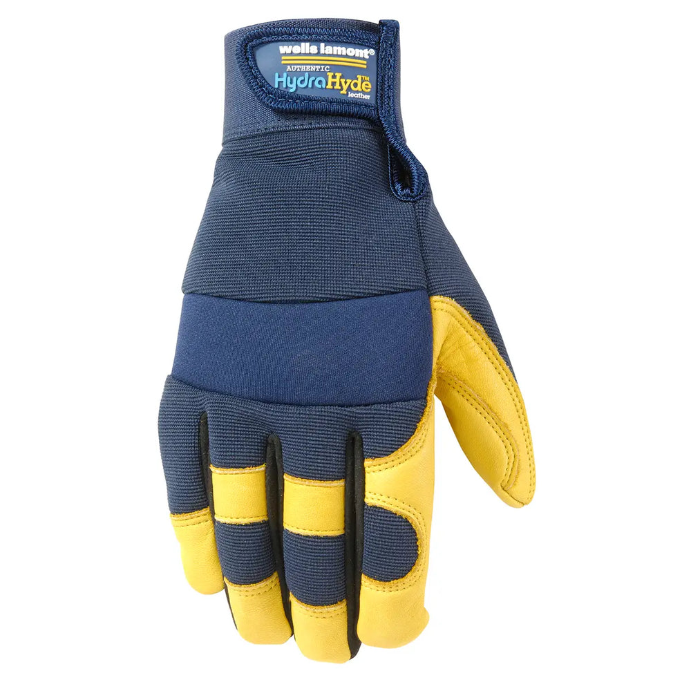 Wells Lamont Men's Water-Resistant HydraHyde Leather Palm Work Gloves