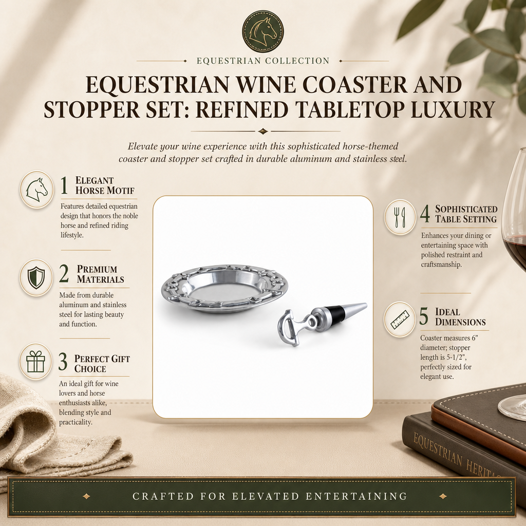 Equestrian Wine Coaster and Stopper Set  