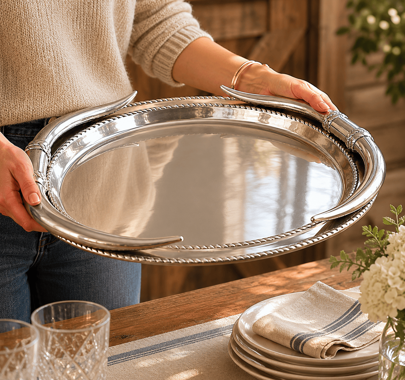 Longhorn Oval Platter  