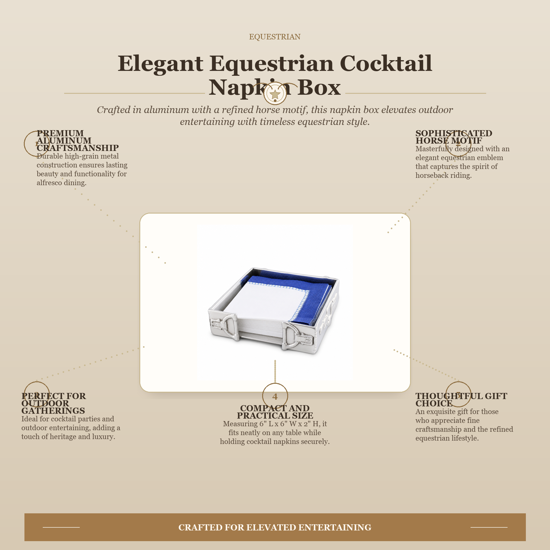 Equestrian Cocktail Napkin Box