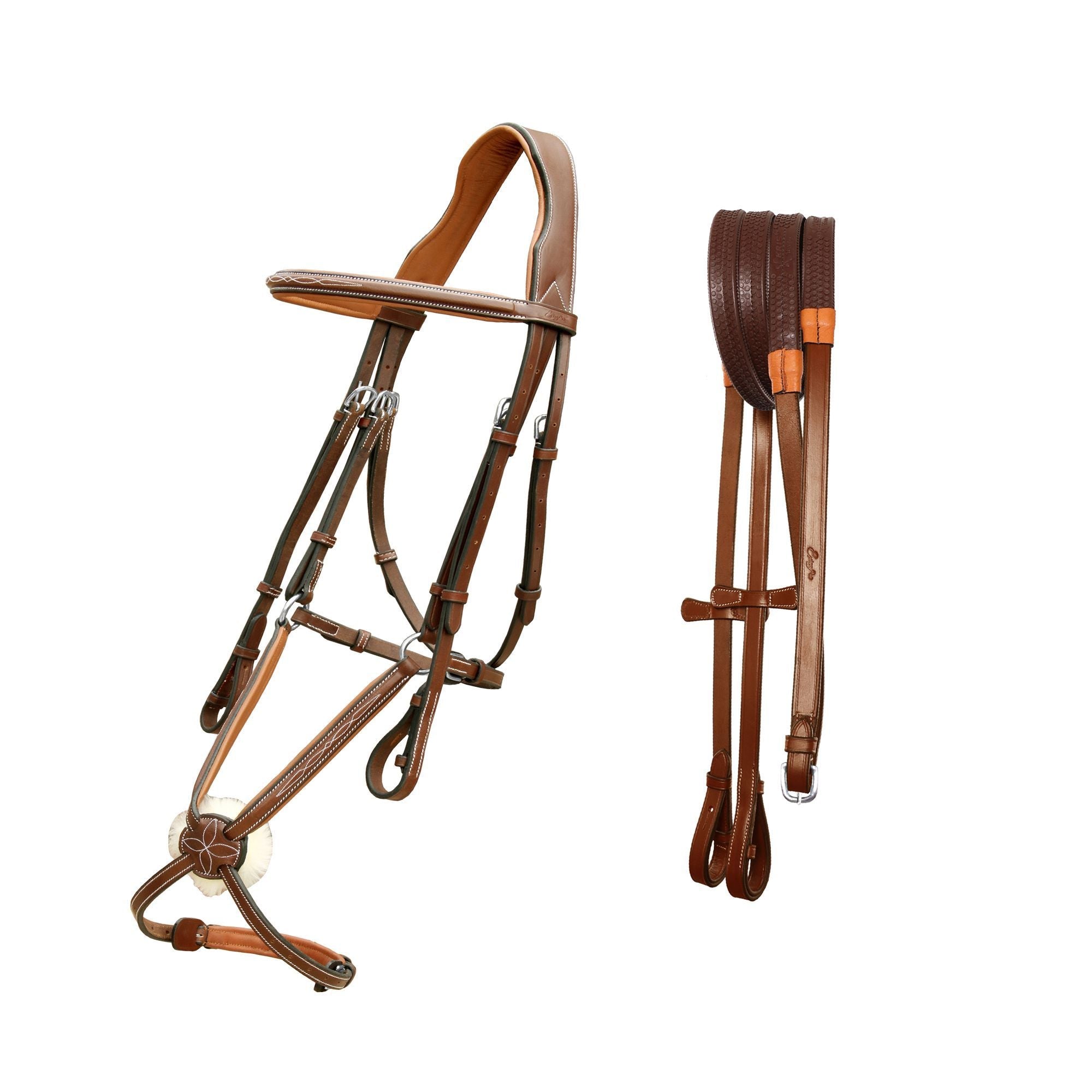 ExionPro Fancy Stitched Figure 8 Bridle w/Rubber Reins - Equine Exchange Tack Shop