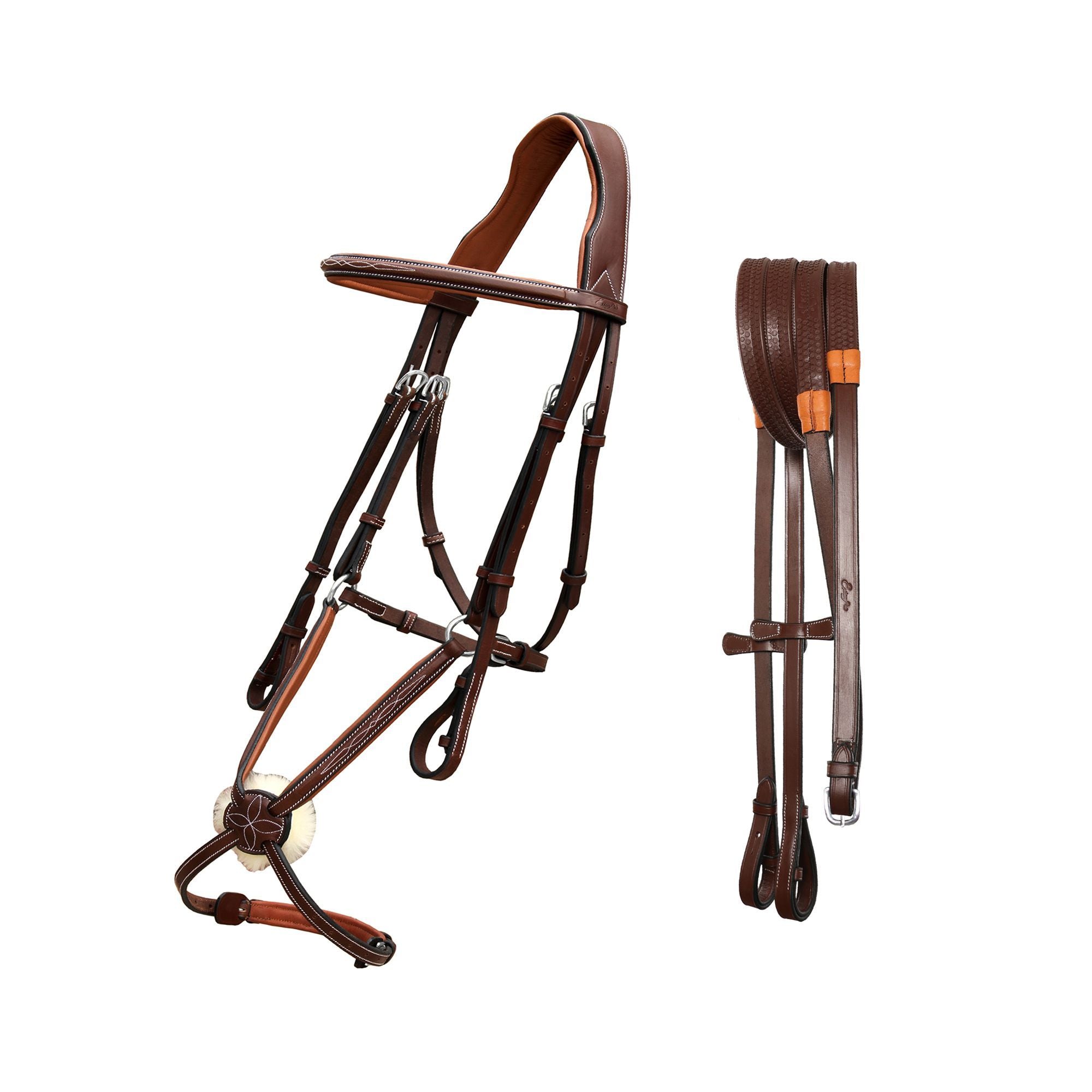 ExionPro Fancy Stitched Figure 8 Bridle w/Rubber Reins - Equine Exchange Tack Shop