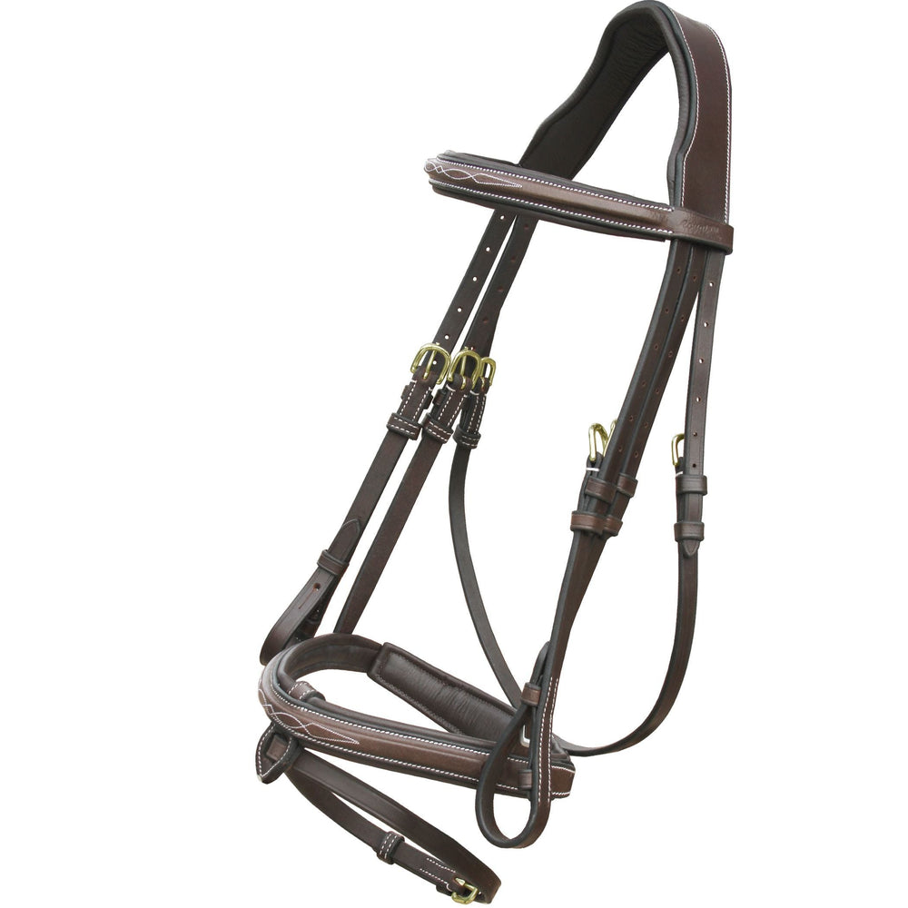 ExionPro Designer Stitched Mono Crown Piece Snaffle Bridle With Rubber Reins - Equine Exchange Tack Shop