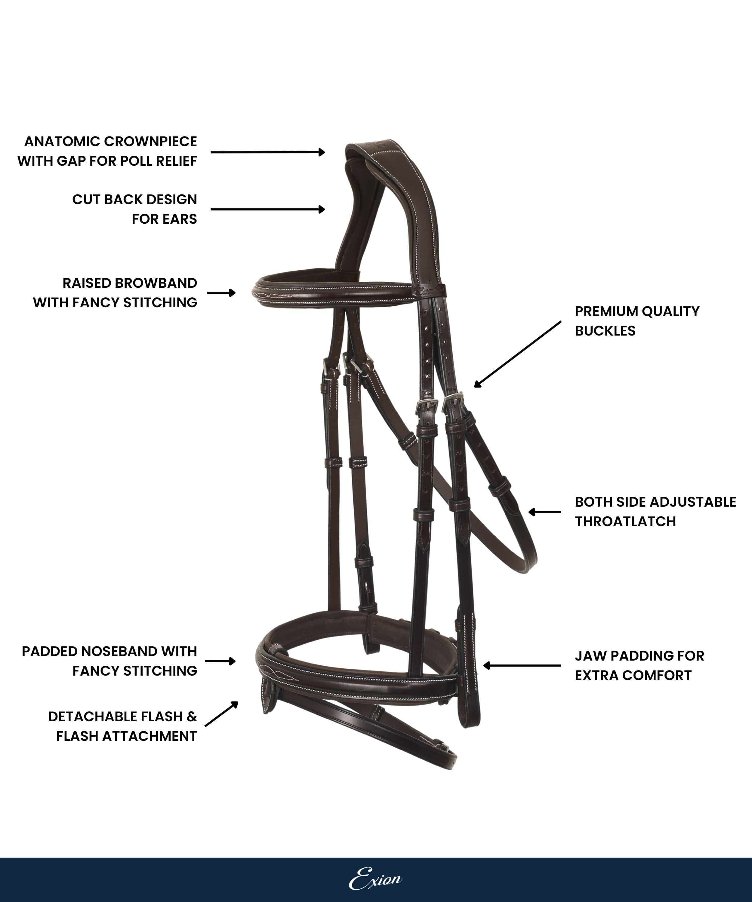 ExionPro Mono Crown Snaffle Bridle w/Rubber Reins  