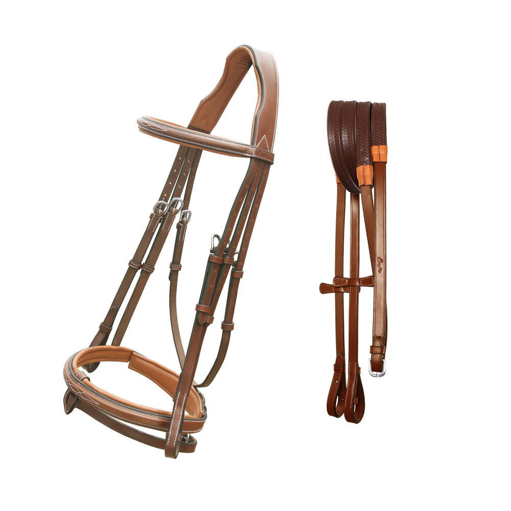 ExionPro Designer Stitched Mono Crown Piece Snaffle Bridle With Rubber Reins - Equine Exchange Tack Shop