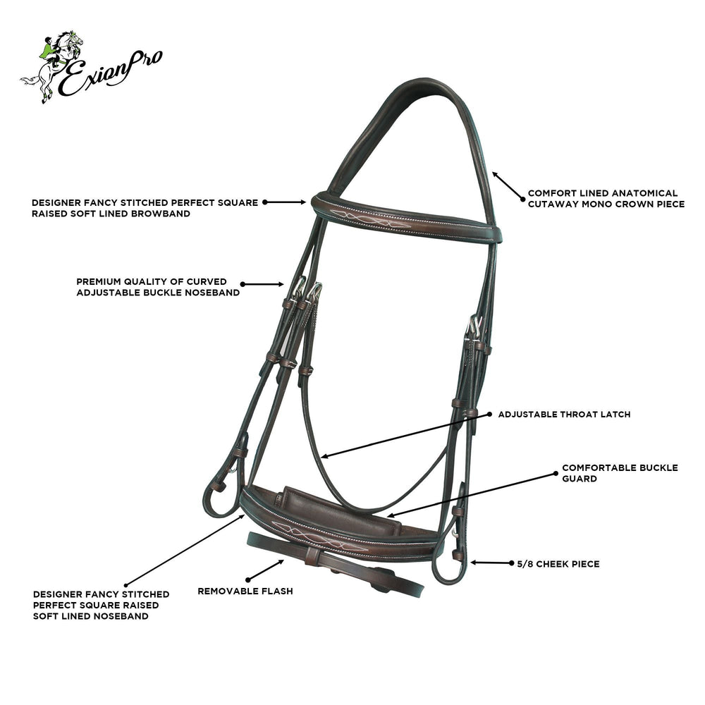 Replacement Noseband of ExionPro Designer Fancy Stitched Bridle - Equine Exchange Tack Shop