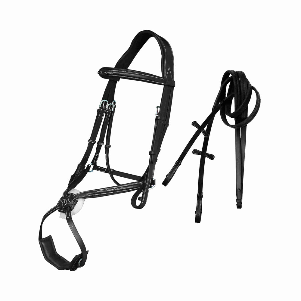 ExionPro Broad Crownpiece Designer Fully Adjustable Figure 8 Bridle with Reins - Equine Exchange Tack Shop