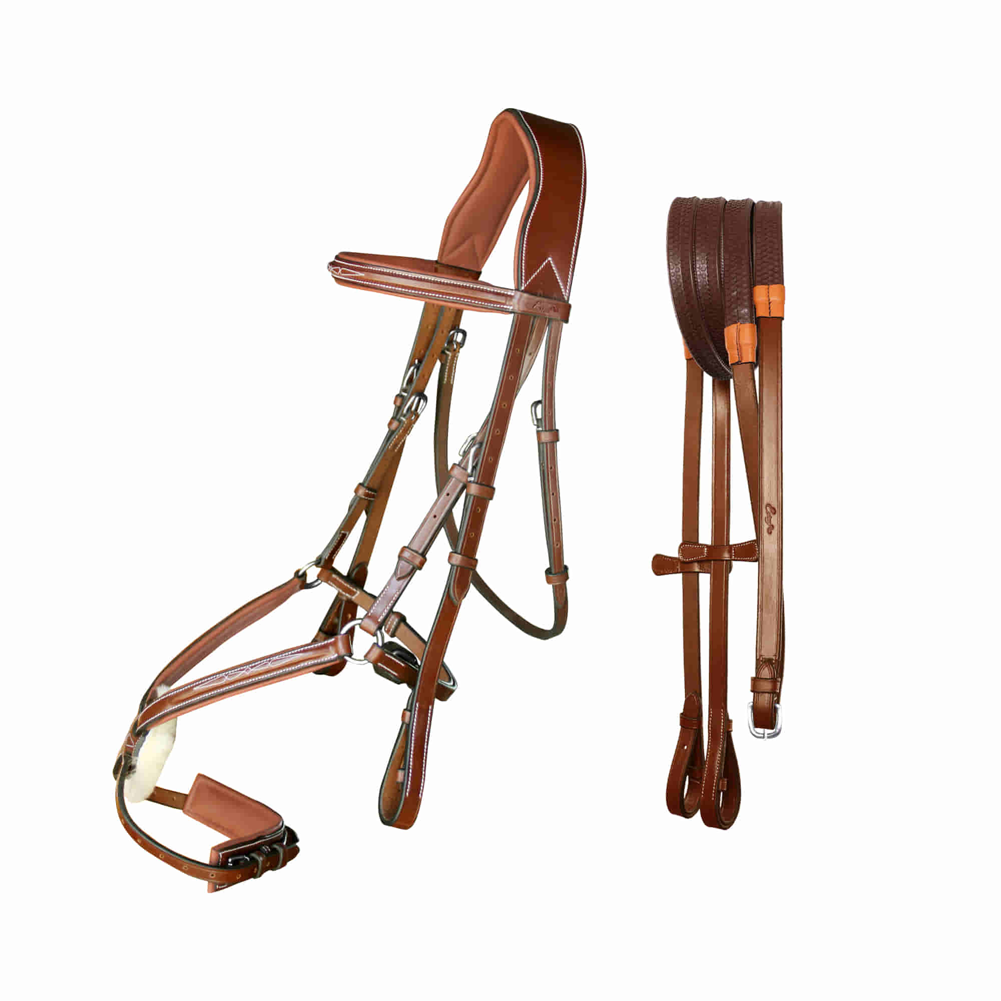ExionPro Broad Crownpiece Designer Fully Adjustable Figure 8 Bridle with Reins - Equine Exchange Tack Shop