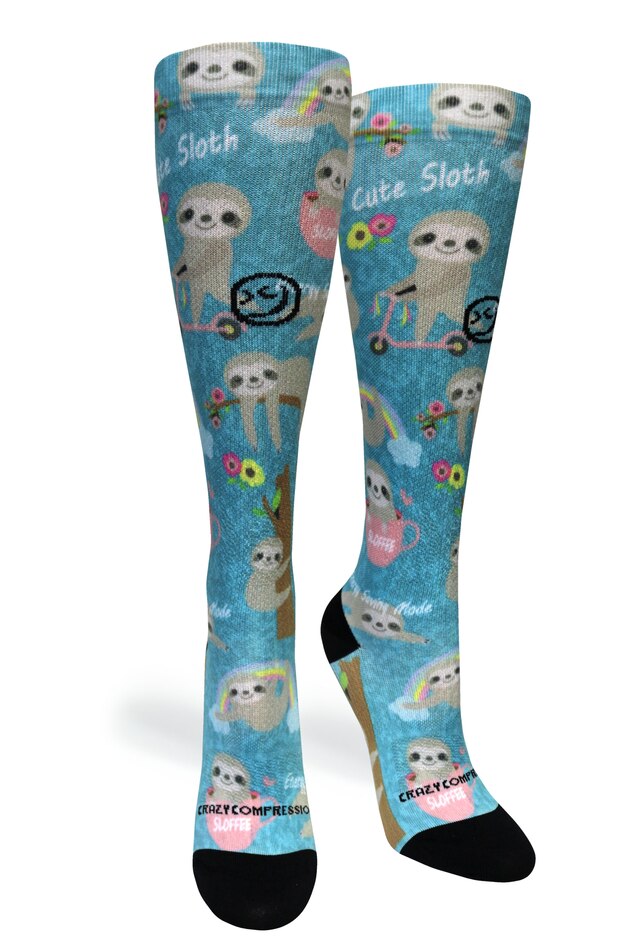 Aqua Cute Sloths Compression Socks - Equine Exchange Tack Shop
