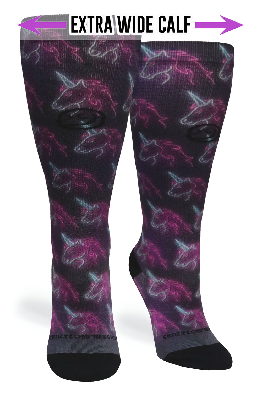 Black Neon Unicorns Compression Socks - Equine Exchange Tack Shop