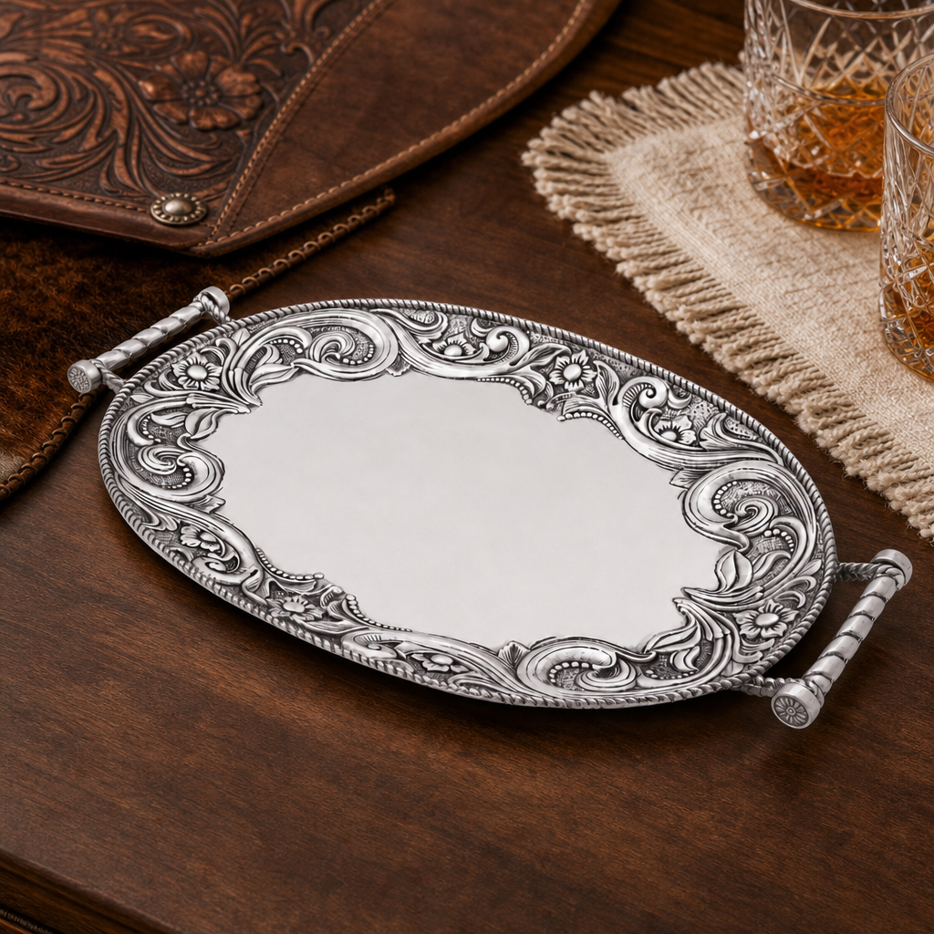 Western Leather Serving Tray  