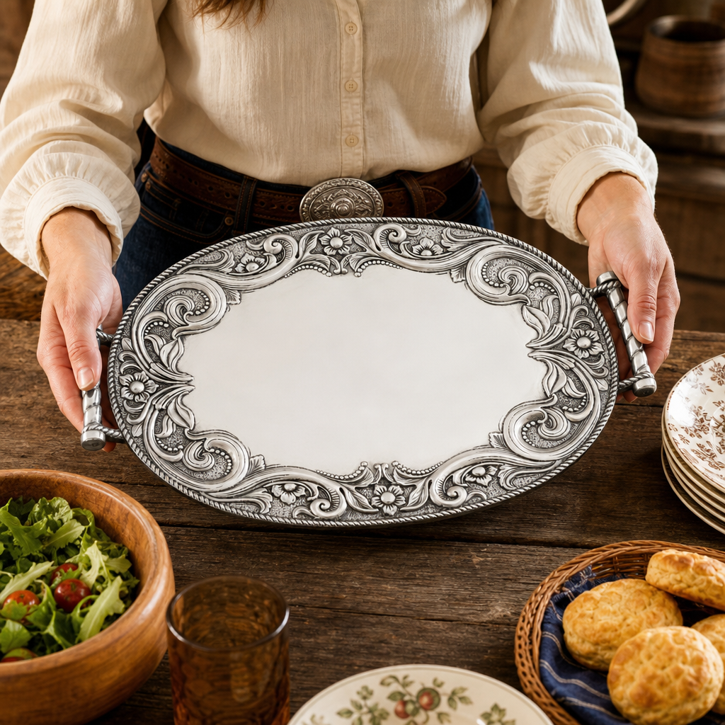 Western Leather Serving Tray  