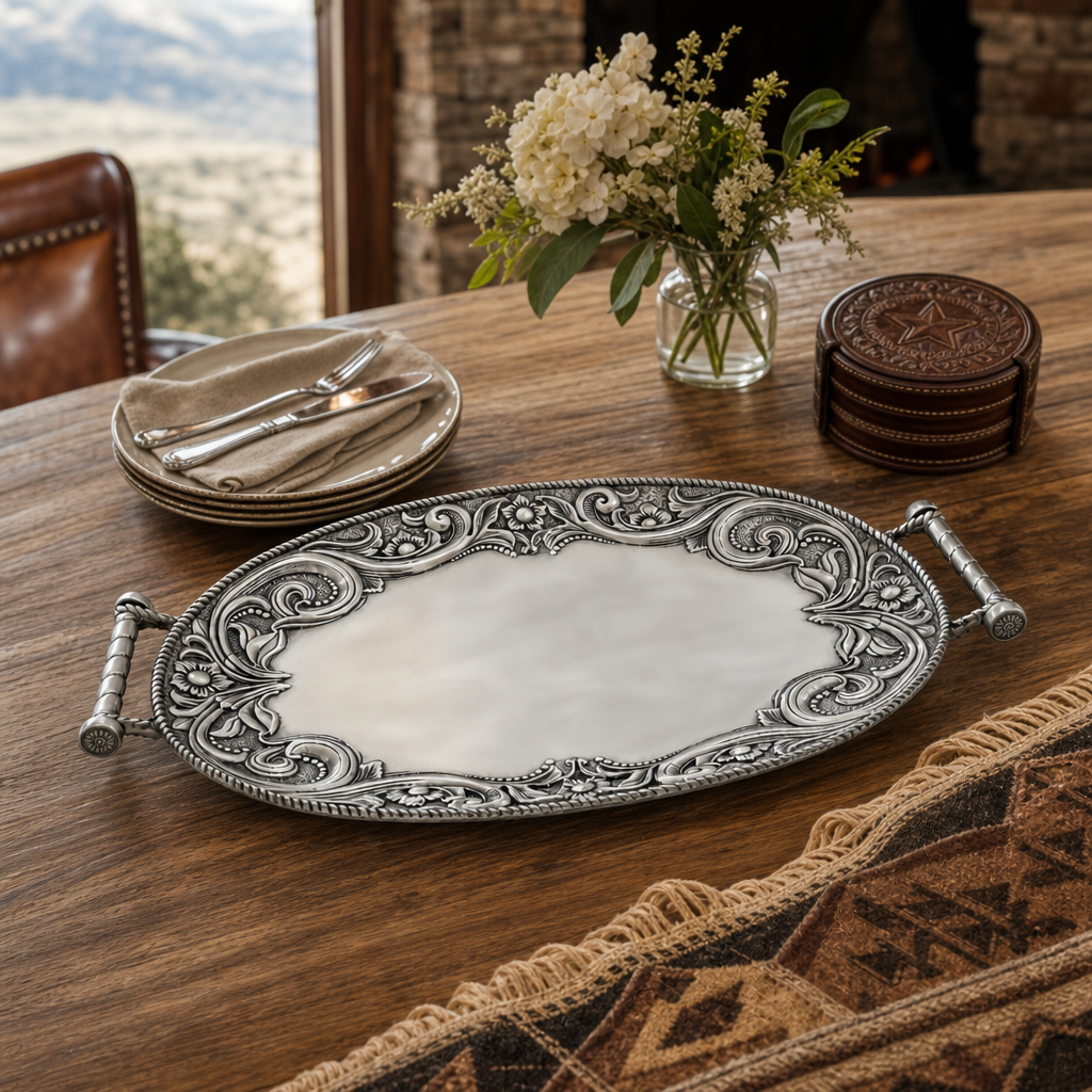 Western Leather Serving Tray  