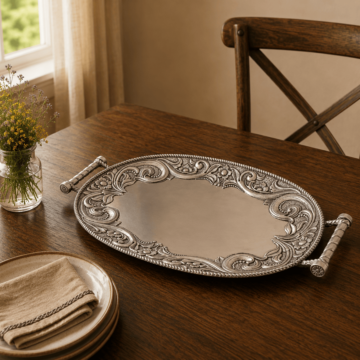 Western Leather Serving Tray  