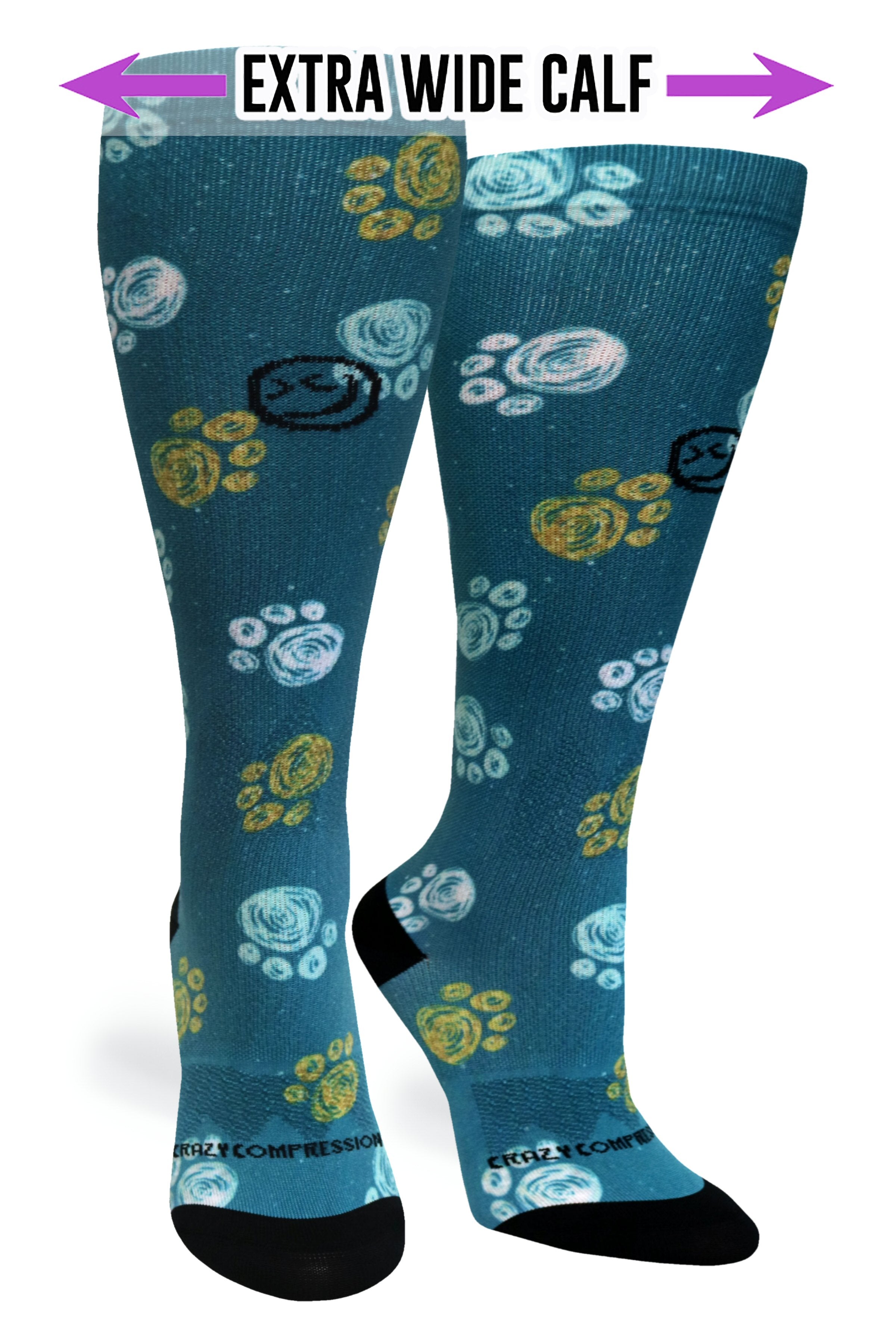 Best Frens Paw Prints Dk Teal Compression Socks - Equine Exchange Tack Shop
