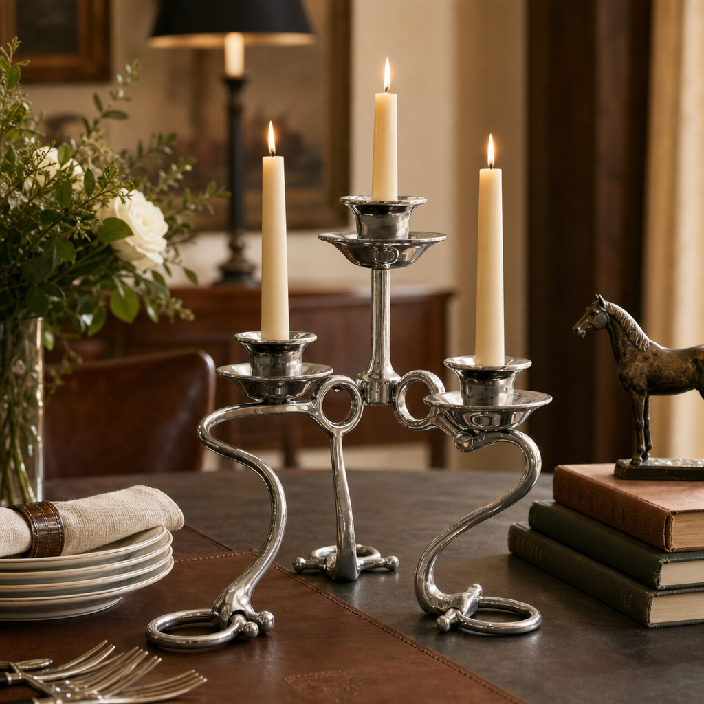 Equestrian Bit Four Light Candlestick
