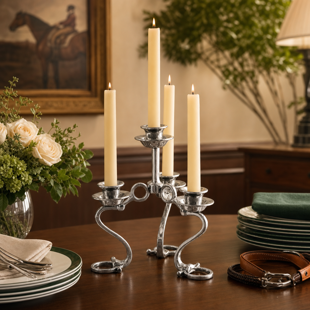 Equestrian Bit Four Light Candlestick