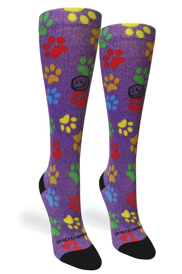 Paw Prints Station Purple Compression Socks - Equine Exchange Tack Shop