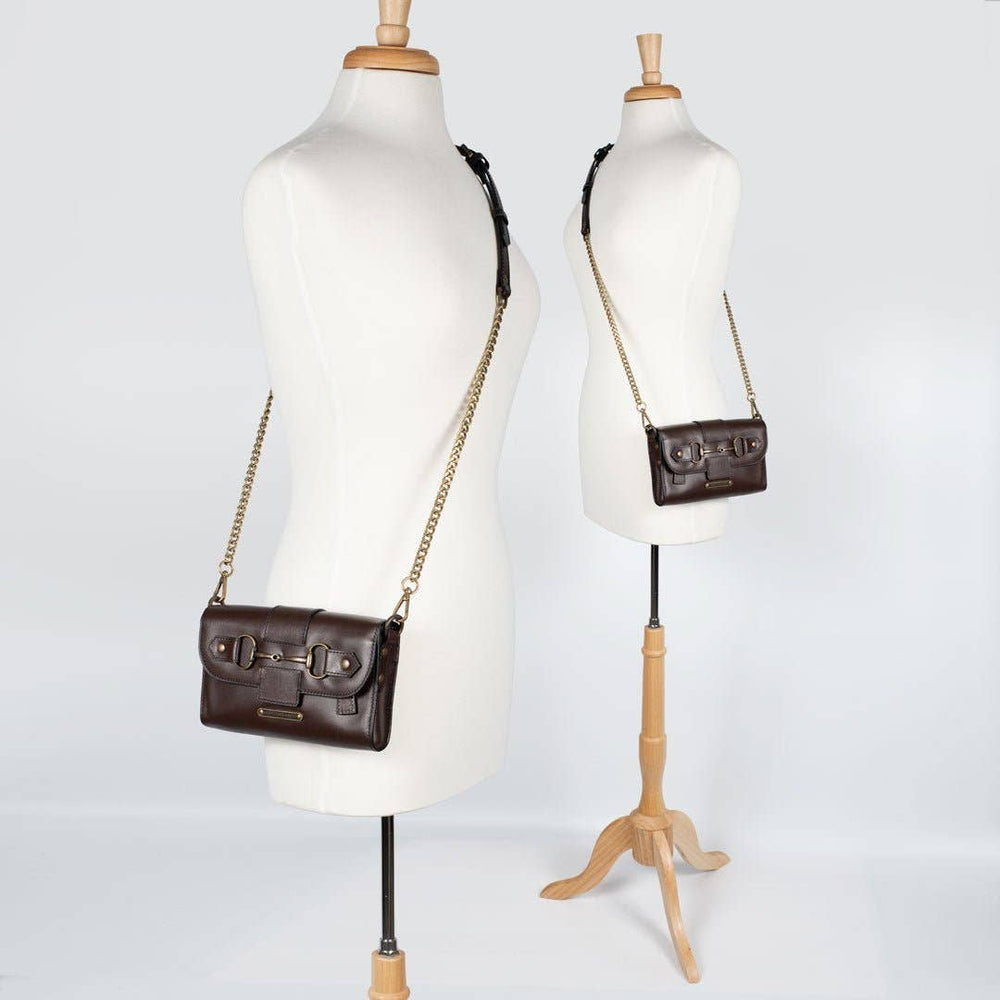Dalton - Horse Bit Crossbody Luxury Leather Handbag in Deep Brown - Equine Exchange Tack Shop