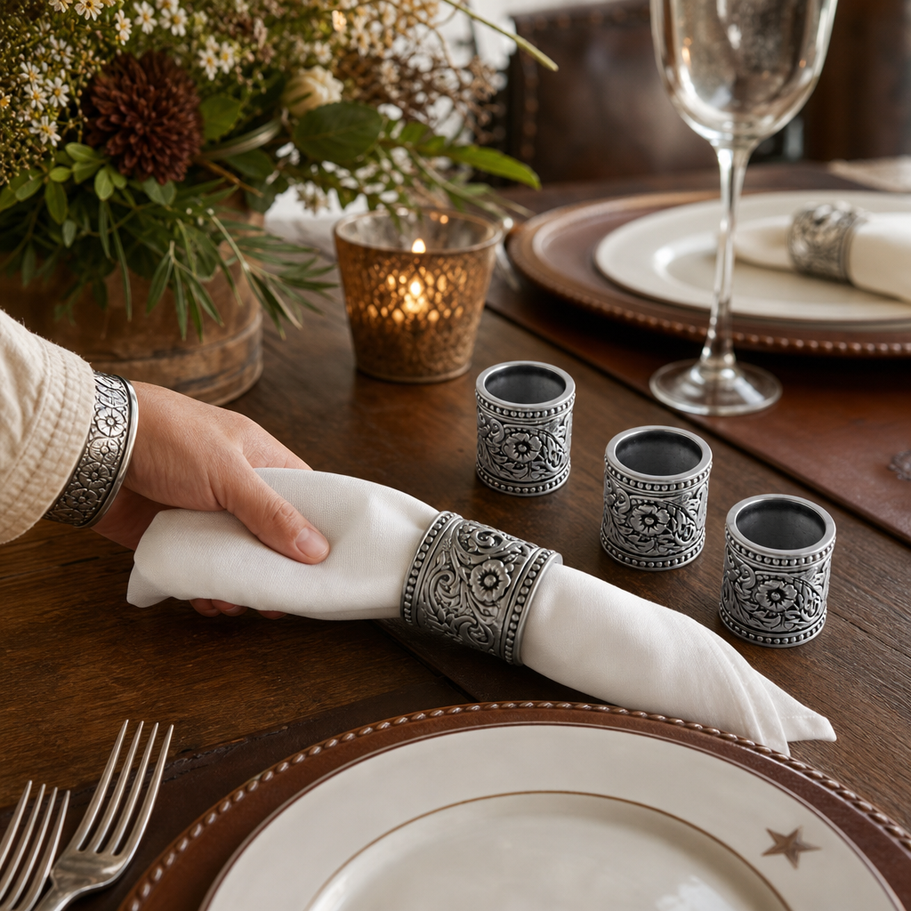 Concho Pattern Napkin Rings Set of 4  
