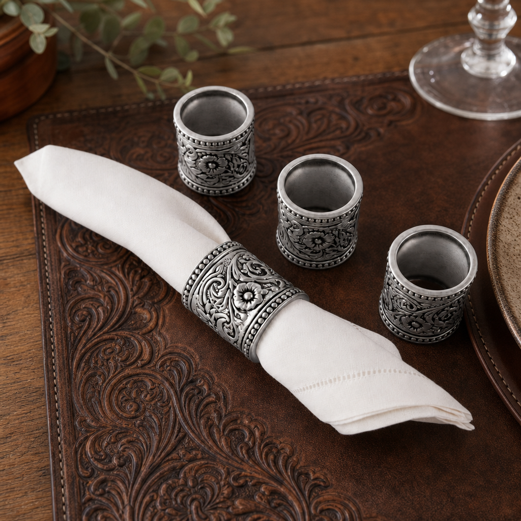 Concho Pattern Napkin Rings Set of 4