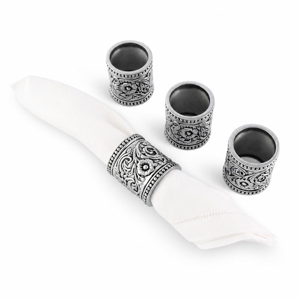 Concho Pattern Napkin Rings Set of 4  