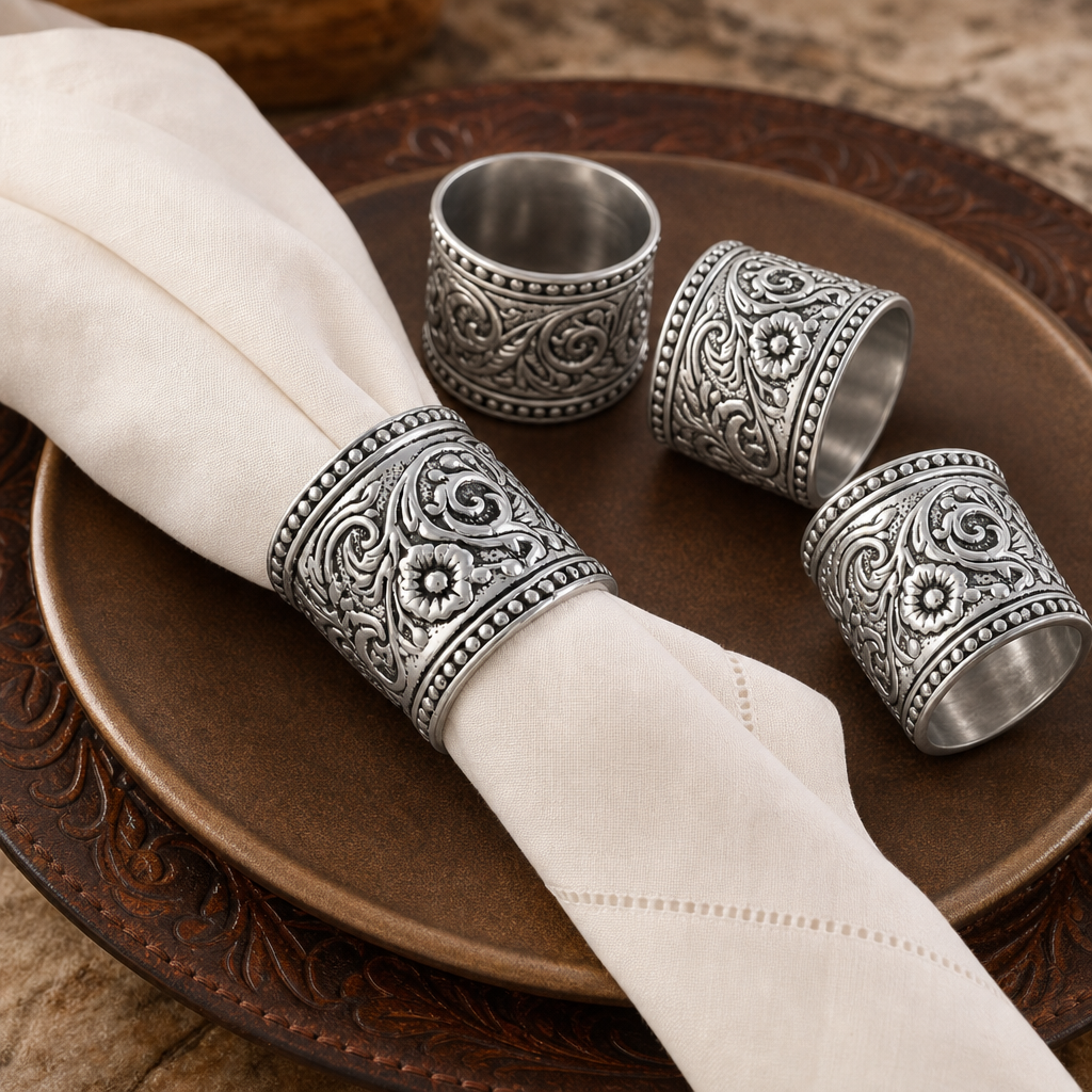 Concho Pattern Napkin Rings Set of 4  