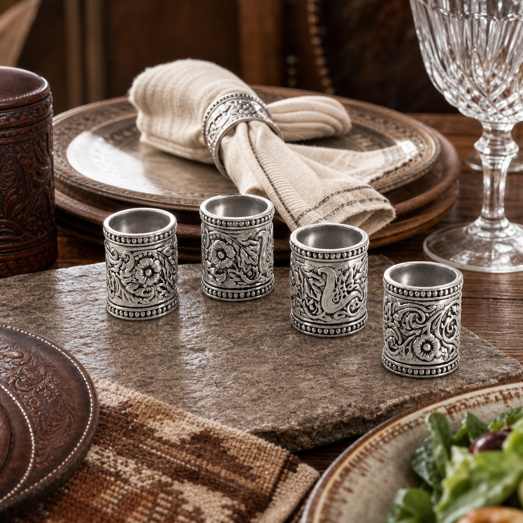 Concho Pattern Napkin Rings Set of 4  